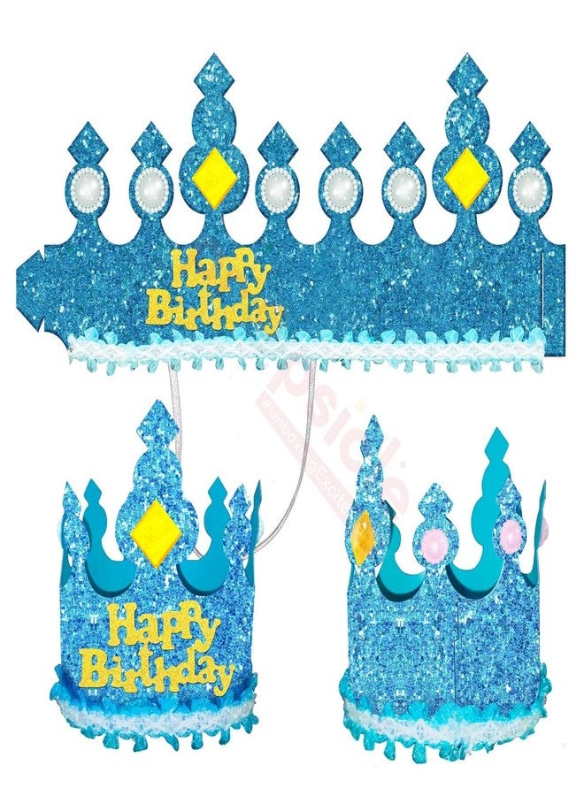 بروبسيكل قبعة عيد ميلاد لامعة زرقاء من بروبسكل للأولاد - (عبوة من قطعة واحدة) قبعة ورقية للحفلات مزودة بمطاط، غطاء رأس مثالي لجلسات التصوير والتزيين في أعياد ميلاد الأطفال - Image 2